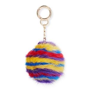 Surell Striped Mink Fur Key Chain